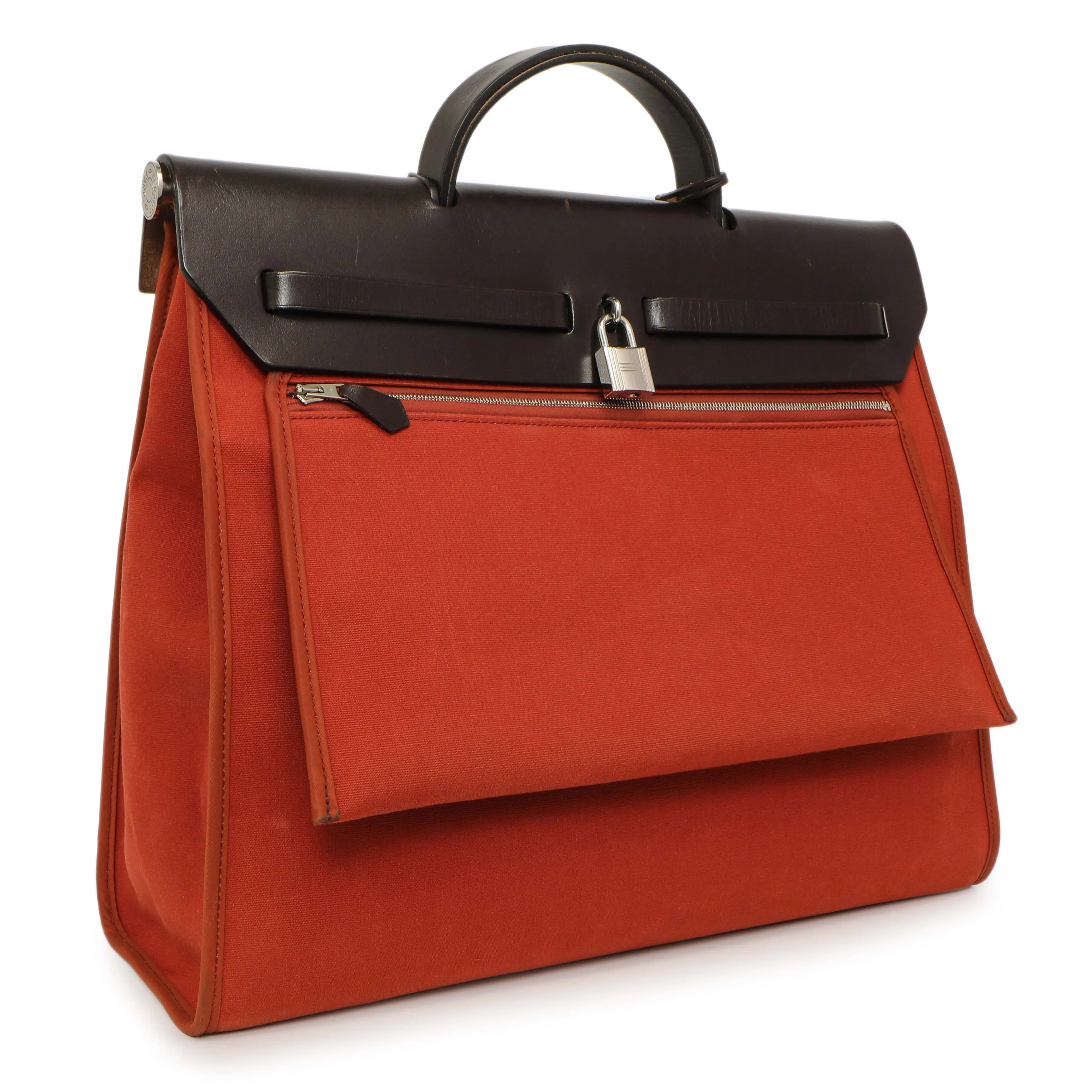 Hermes Rouge Venetian Toile Vache Hunter Herbag Zip 39