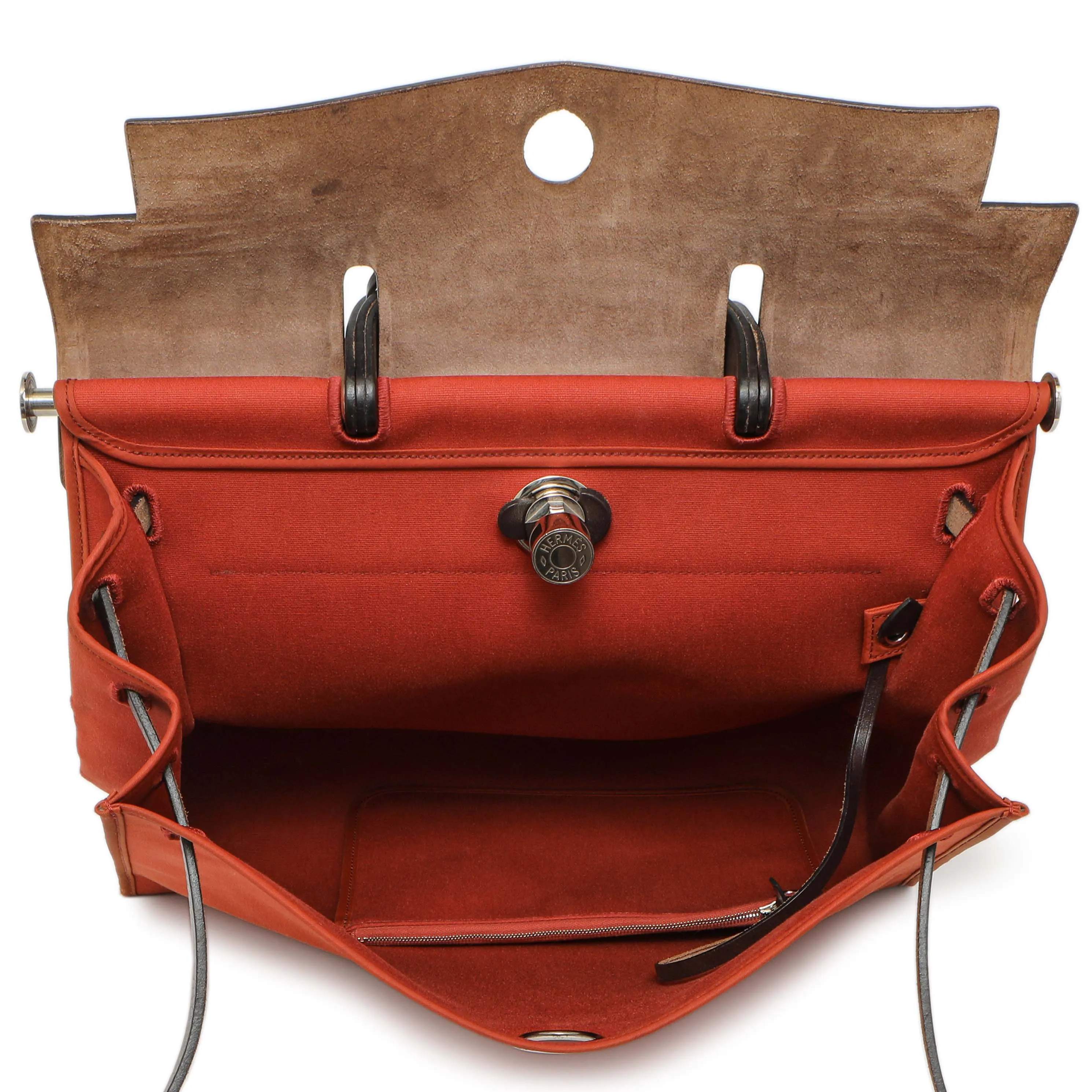 Hermes Rouge Venetian Toile Vache Hunter Herbag Zip 39