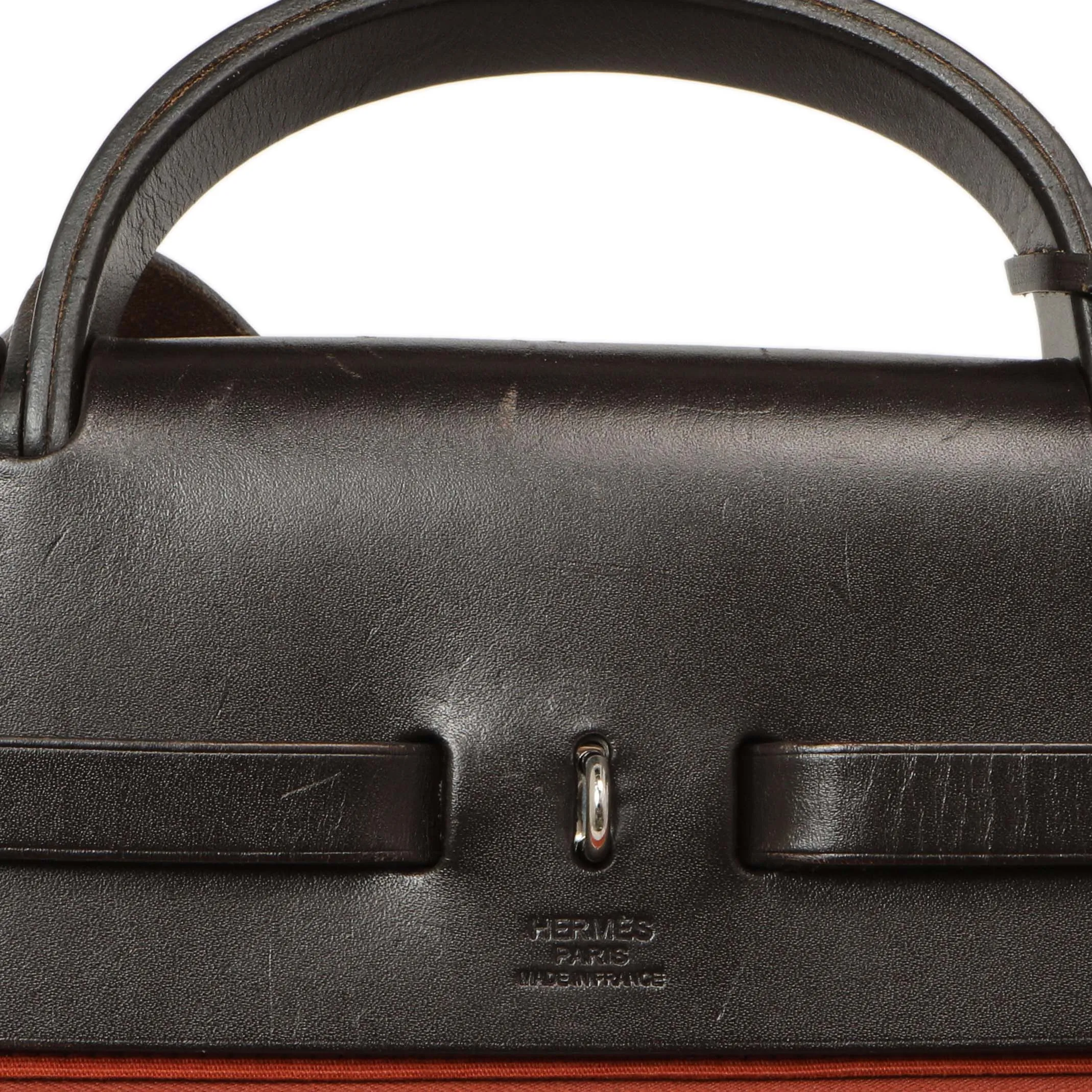 Hermes Rouge Venetian Toile Vache Hunter Herbag Zip 39