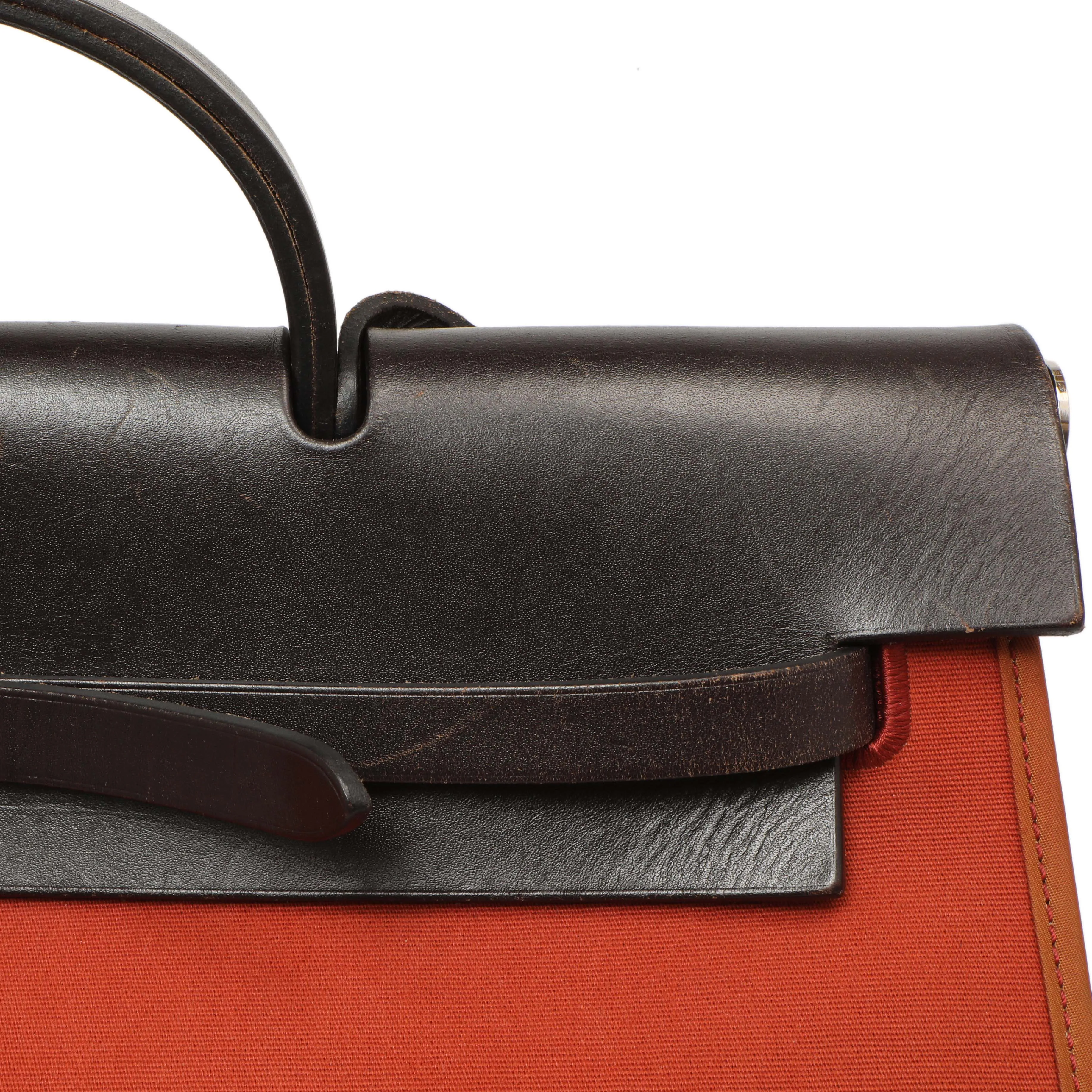 Hermes Rouge Venetian Toile Vache Hunter Herbag Zip 39