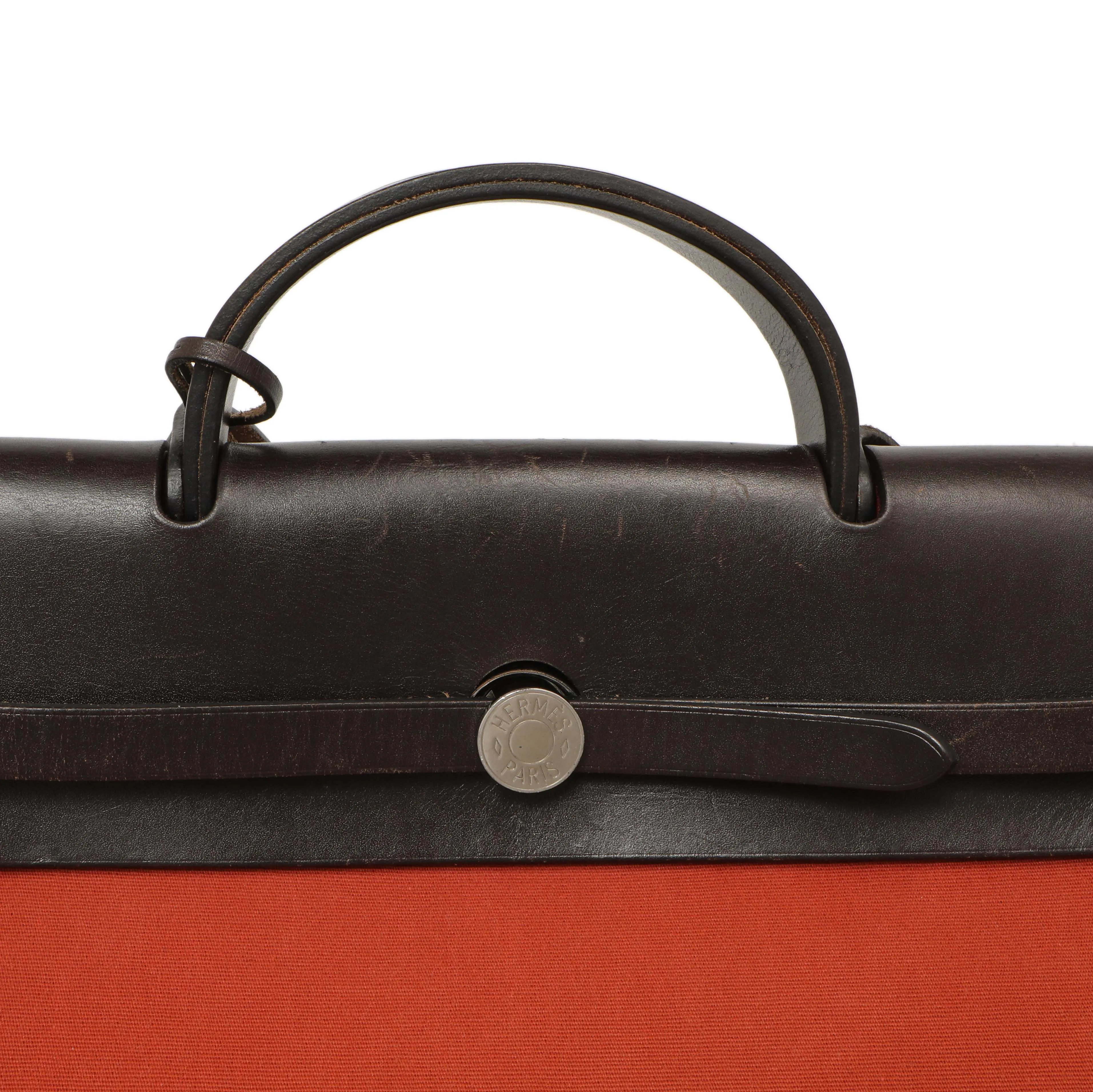 Hermes Rouge Venetian Toile Vache Hunter Herbag Zip 39