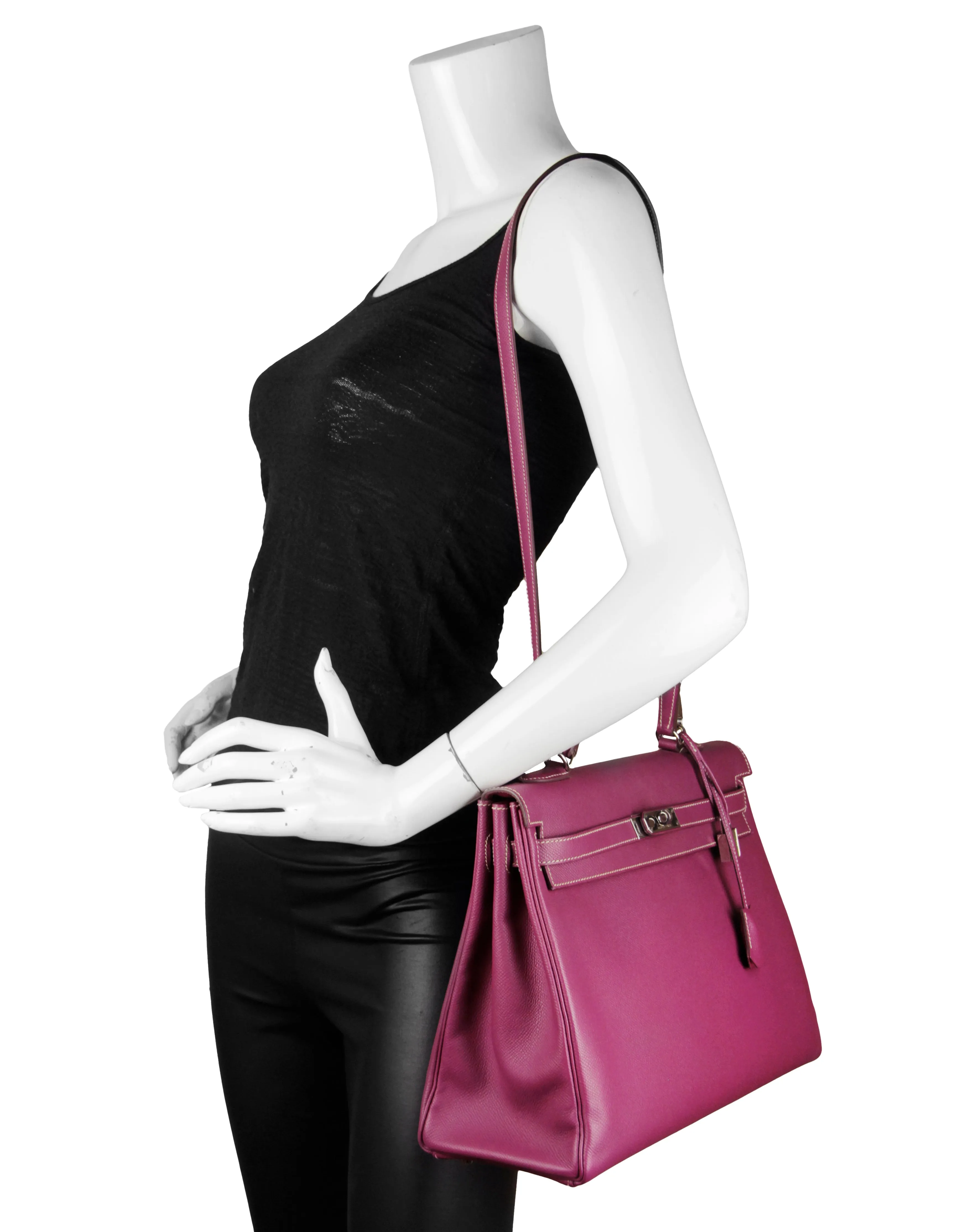 Hermes Tosca/ Rose Tyrien Epsom 35cm Candy Kelly Bag