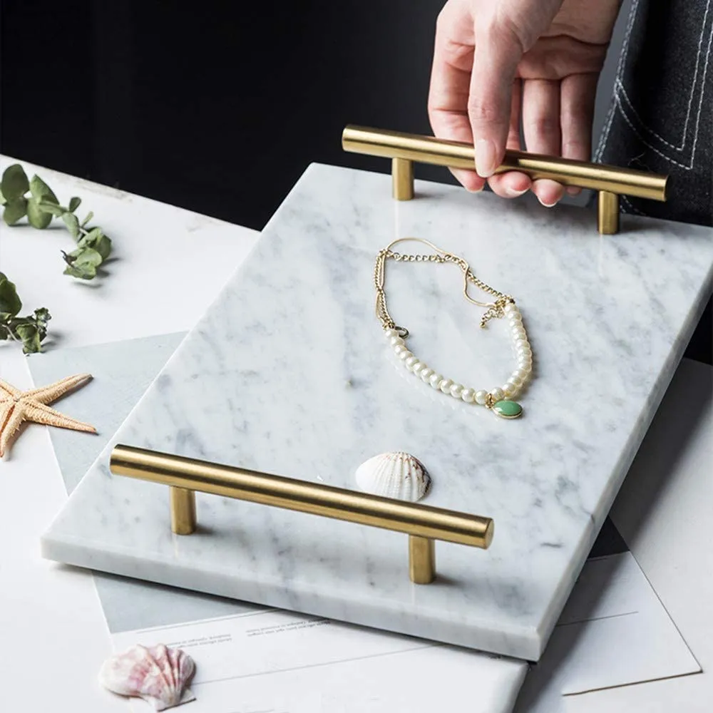 Homlly Marble Display Tray with Gold Handles (30*20*4cm)