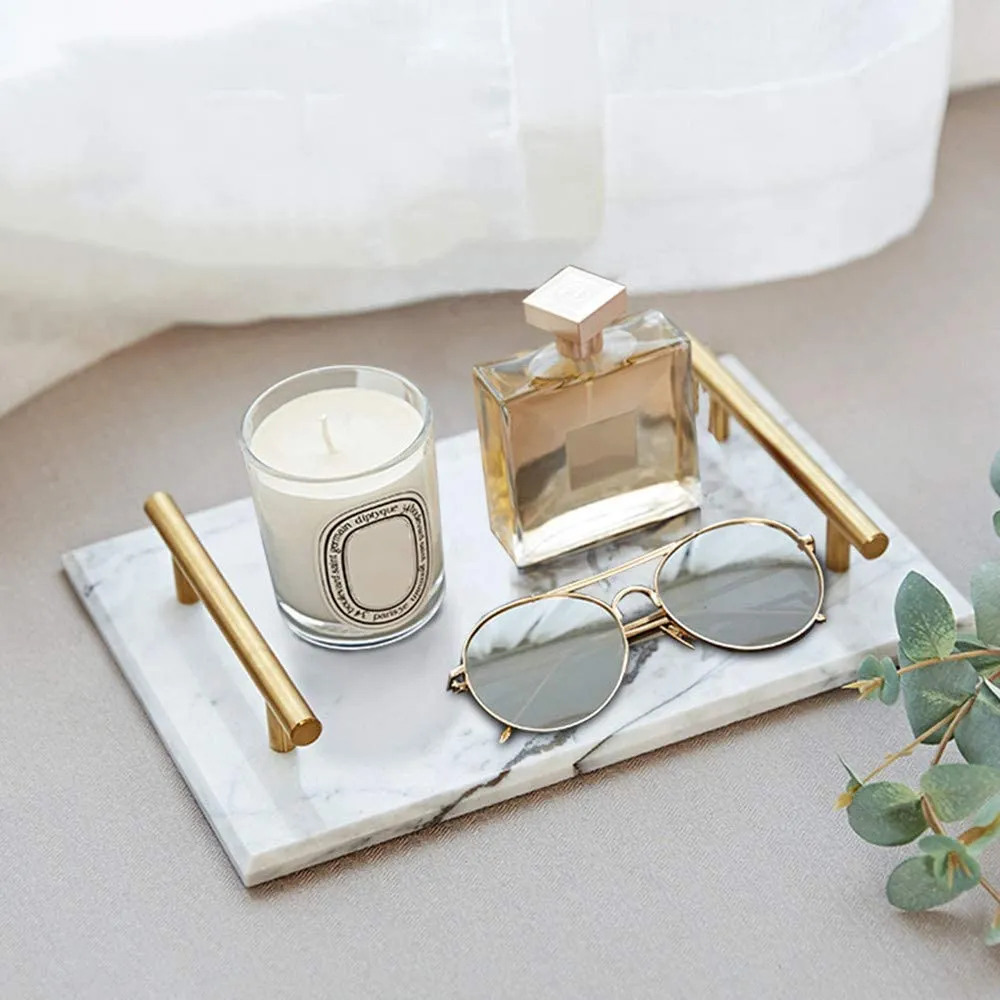 Homlly Marble Display Tray with Gold Handles (30*20*4cm)