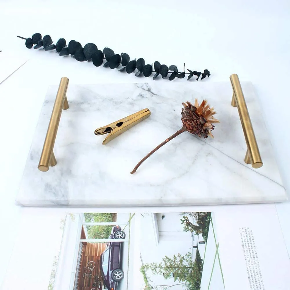Homlly Marble Display Tray with Gold Handles (30*20*4cm)