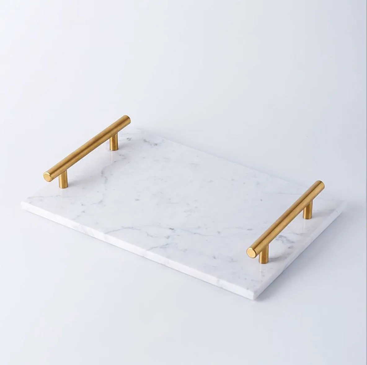 Homlly Marble Display Tray with Gold Handles (30*20*4cm)