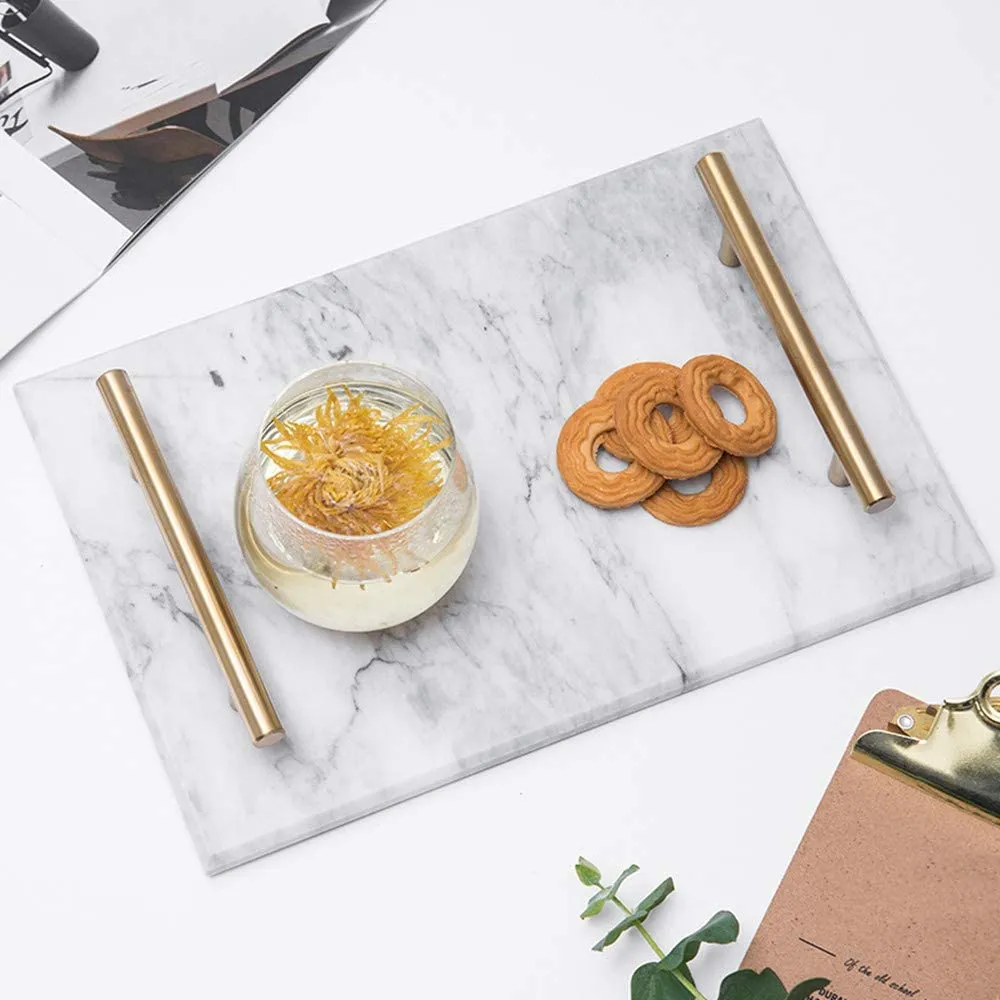 Homlly Marble Display Tray with Gold Handles (30*20*4cm)