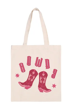 Howdy Boots Print Minimalist Fashion Tote Bag - Pack of 6