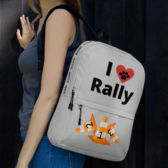 I Heart w/ Paw Rally & Cones Backpack-Grey