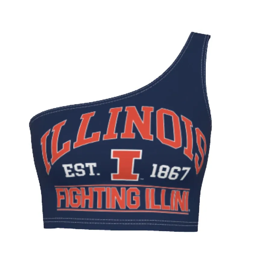 Illinois Fighting Illini Navy One Shoulder Top