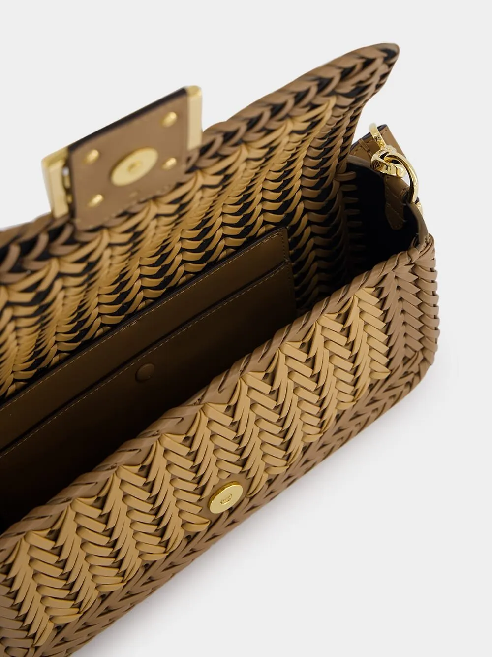 Interlaced Leather Baguette Bag
