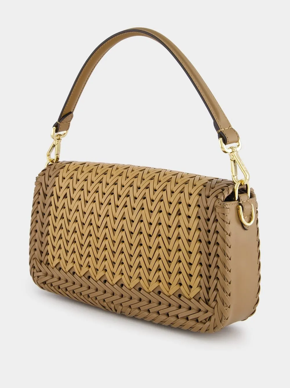 Interlaced Leather Baguette Bag