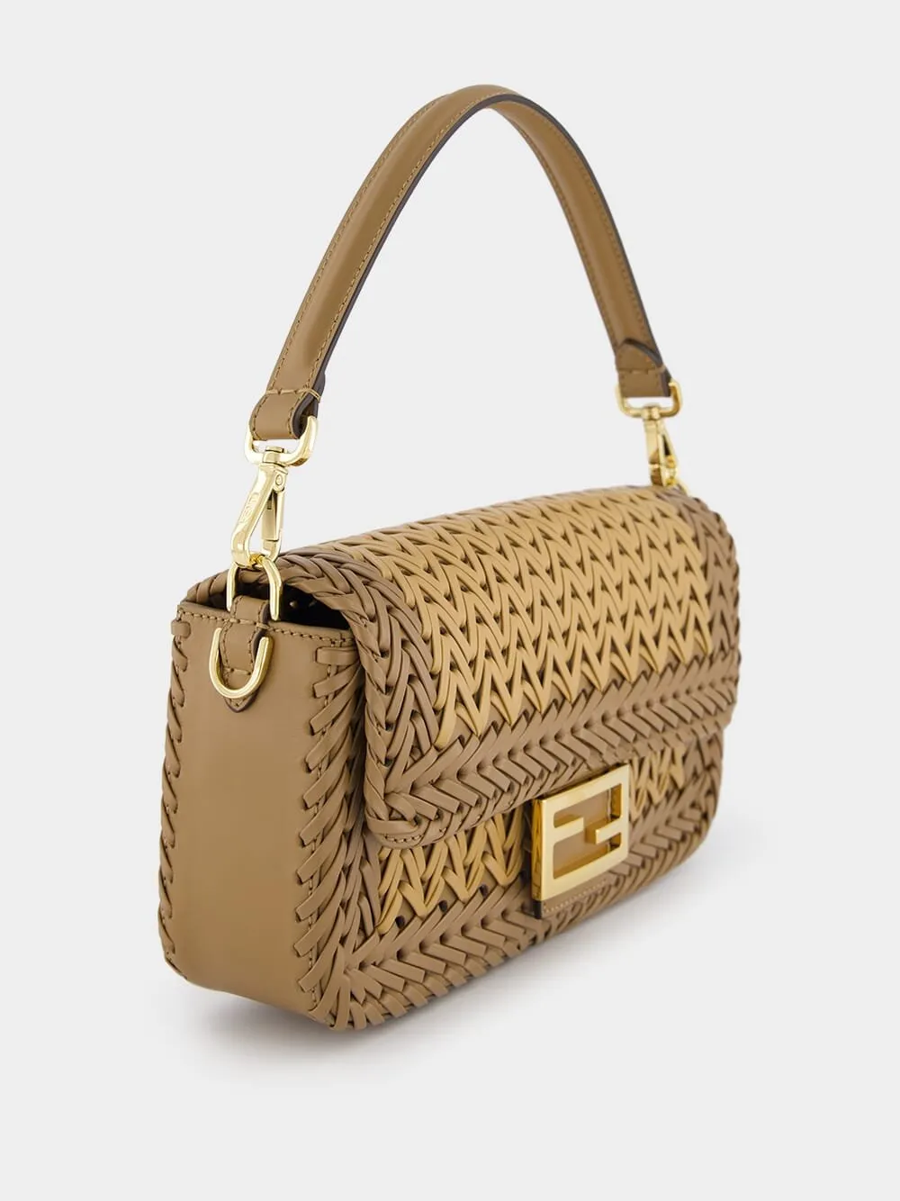 Interlaced Leather Baguette Bag