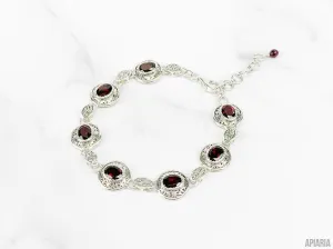 Intricately Patterned Garnet Bracelet