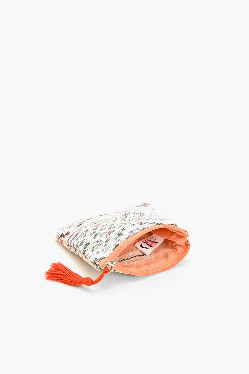 Ivory Handwoven Jacquard Coin Bag