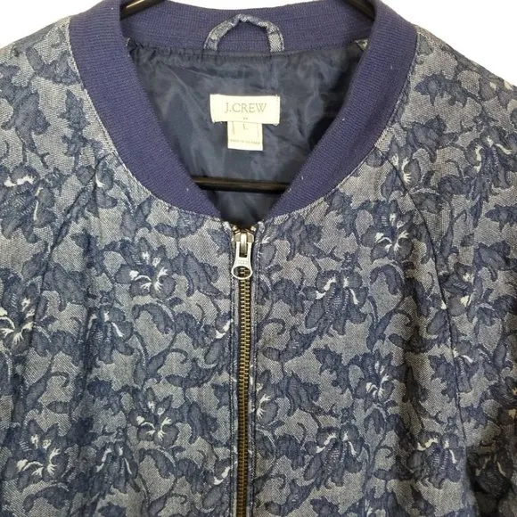 J. Crew Womens L Blue Floral Tapestry Jacquard Fro