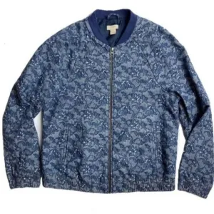 J. Crew Womens L Blue Floral Tapestry Jacquard Fro