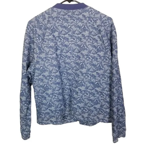 J. Crew Womens L Blue Floral Tapestry Jacquard Fro