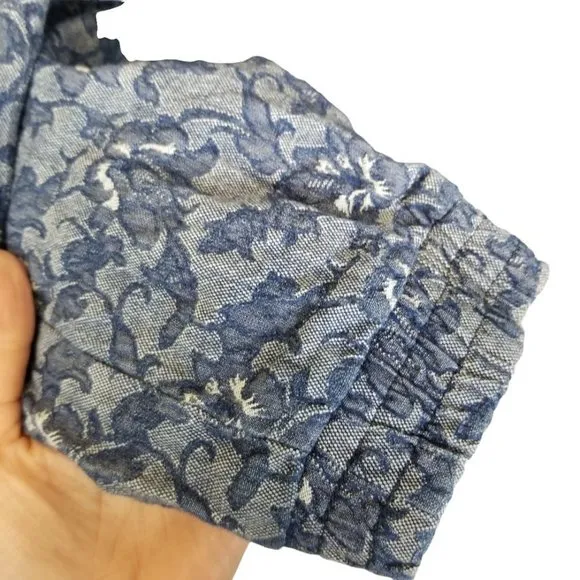 J. Crew Womens L Blue Floral Tapestry Jacquard Fro