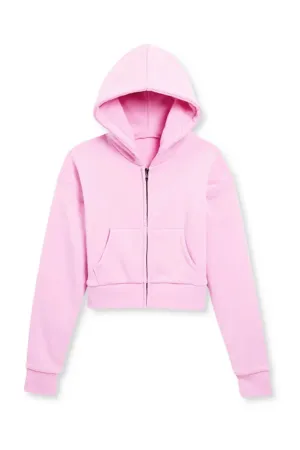 KATIEJ NYC- TWEEN DYLAN ZIP CROP HOODIE (baby pink)