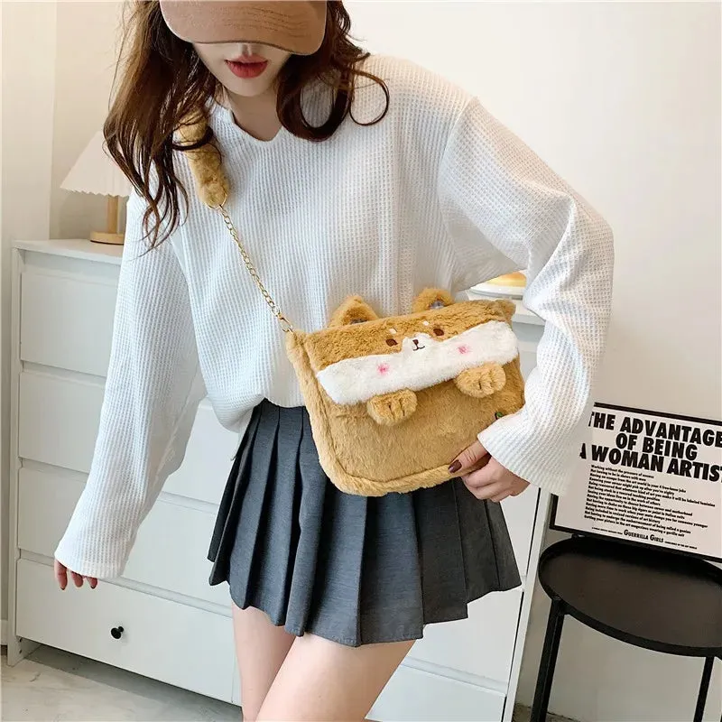 Kawaii Plush Frog Messenger Bag 🐸✨ - Cute Cartoon Shoulder Bag for Girls!