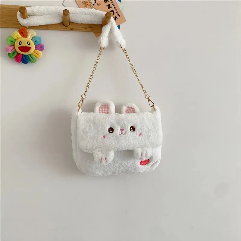 Kawaii Plush Frog Messenger Bag 🐸✨ - Cute Cartoon Shoulder Bag for Girls!
