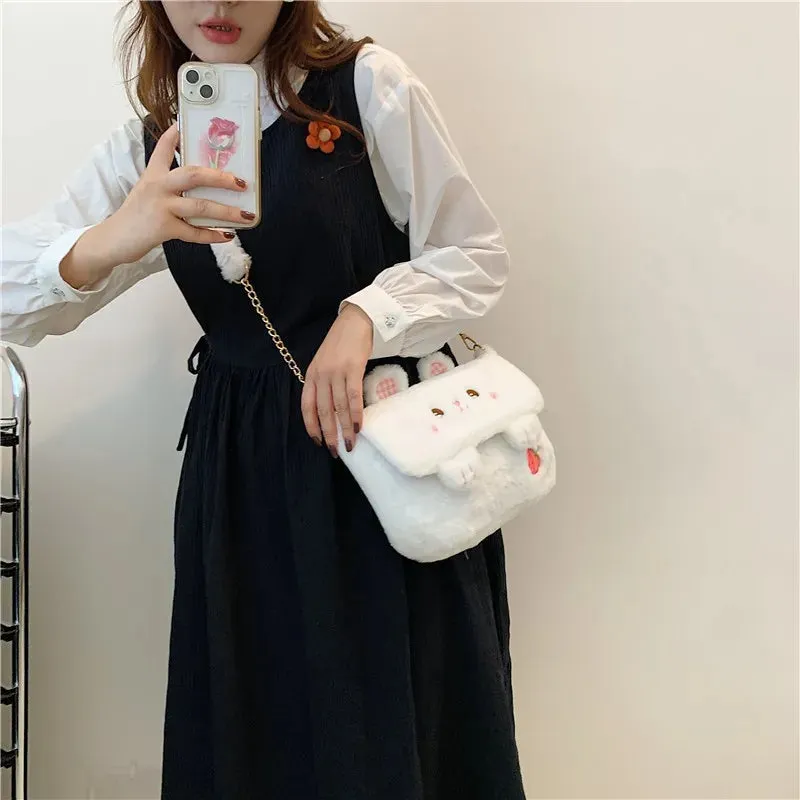 Kawaii Plush Frog Messenger Bag 🐸✨ - Cute Cartoon Shoulder Bag for Girls!