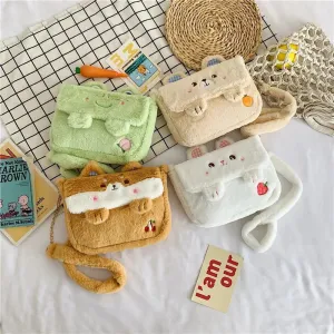 Kawaii Plush Frog Messenger Bag 🐸✨ - Cute Cartoon Shoulder Bag for Girls!