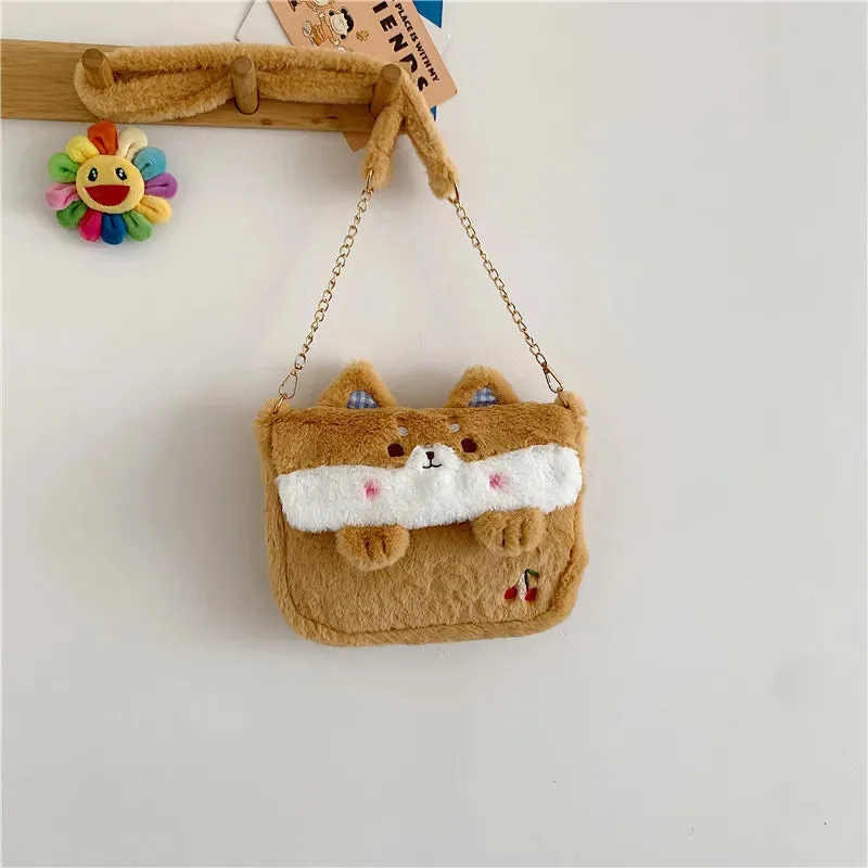 Kawaii Plush Frog Messenger Bag 🐸✨ - Cute Cartoon Shoulder Bag for Girls!