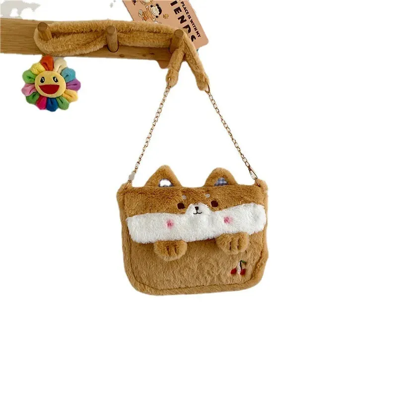 Kawaii Plush Frog Messenger Bag 🐸✨ - Cute Cartoon Shoulder Bag for Girls!