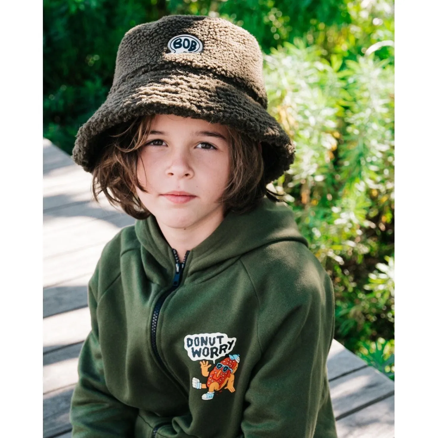 Khaki Green Fluffy Bucket Hat