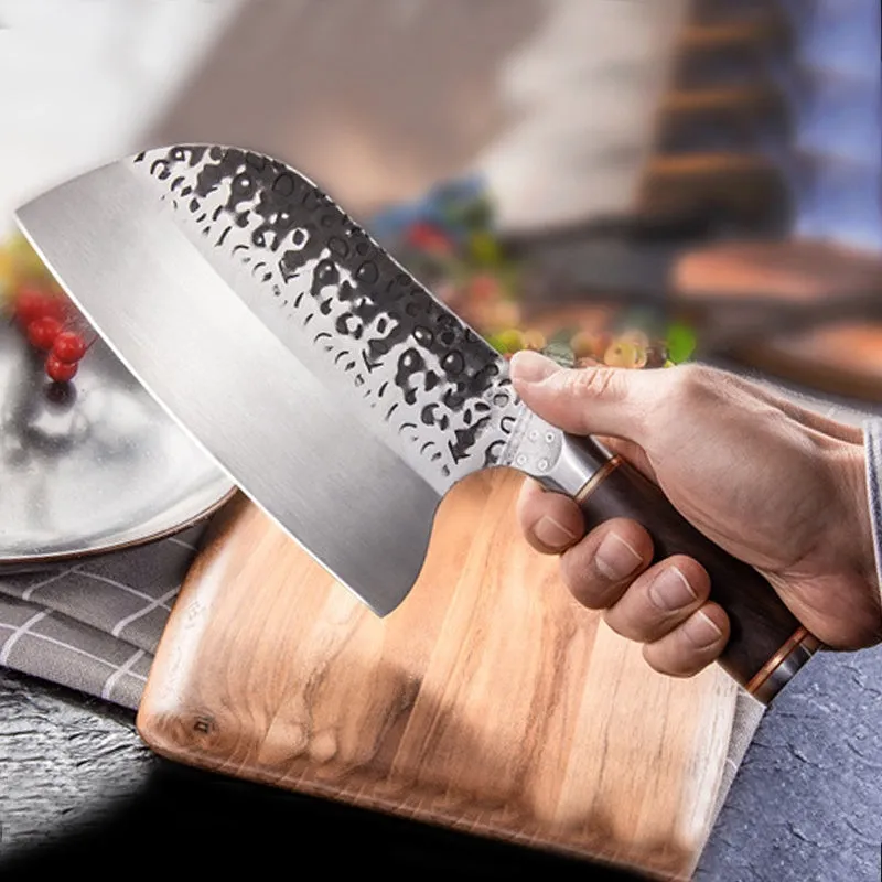 Kitchen Knives Meat Slicing Chop Cleaver Knife Forged Chef Knife with Wooden Handle Cooking Tool