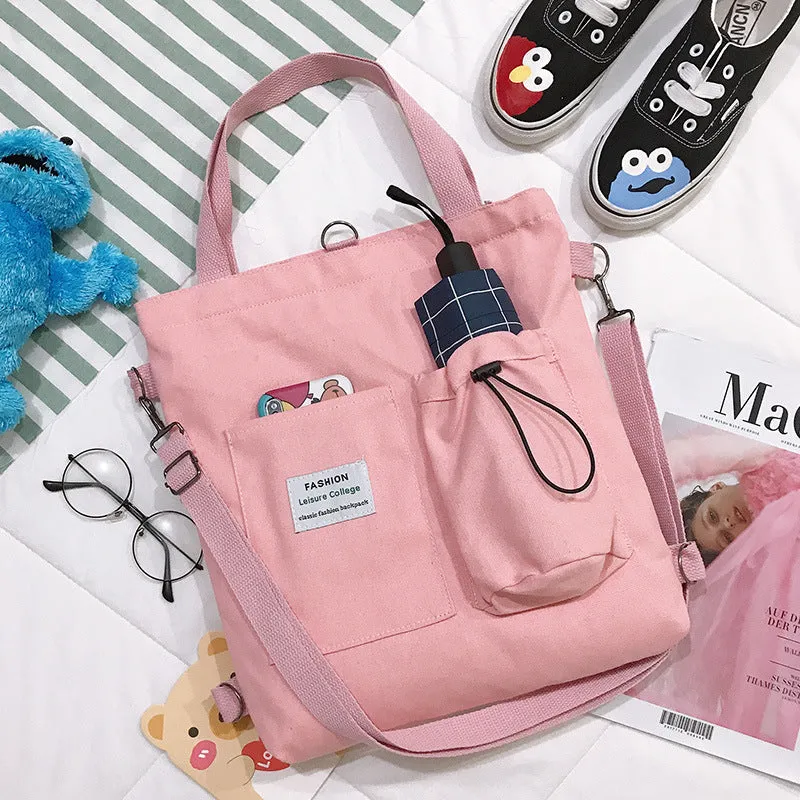 Korean Style Canvas Female Versatile Solid Bags