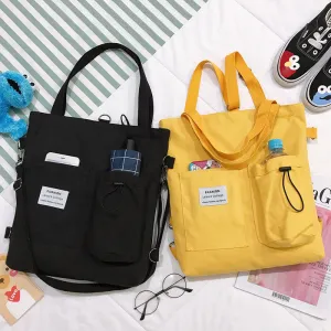 Korean Style Canvas Female Versatile Solid Bags