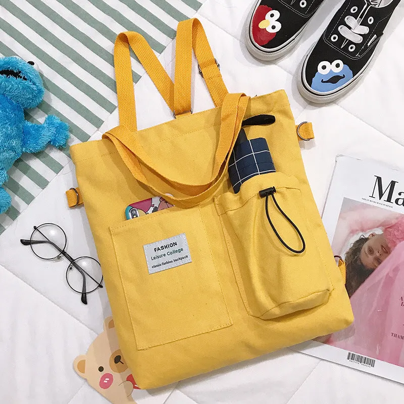 Korean Style Canvas Female Versatile Solid Bags