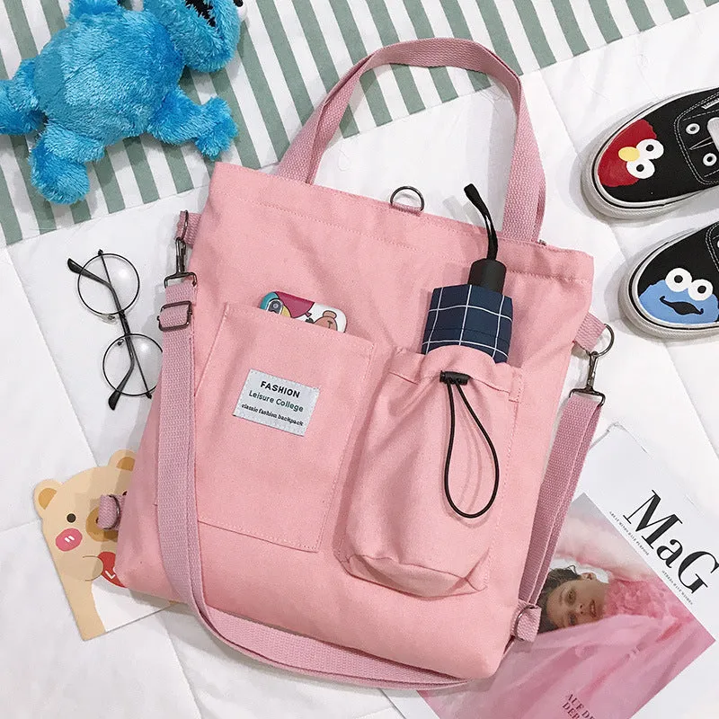 Korean Style Canvas Female Versatile Solid Bags