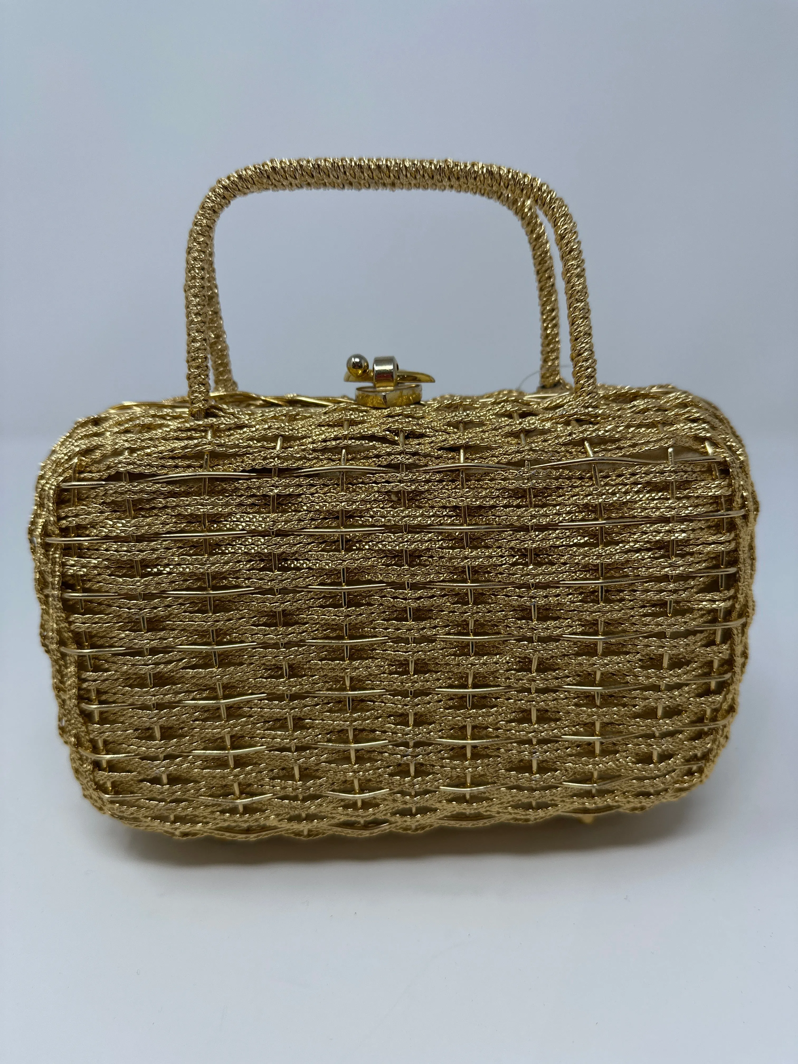 KORET Gold Woven Metal Weave Top Handle Bag