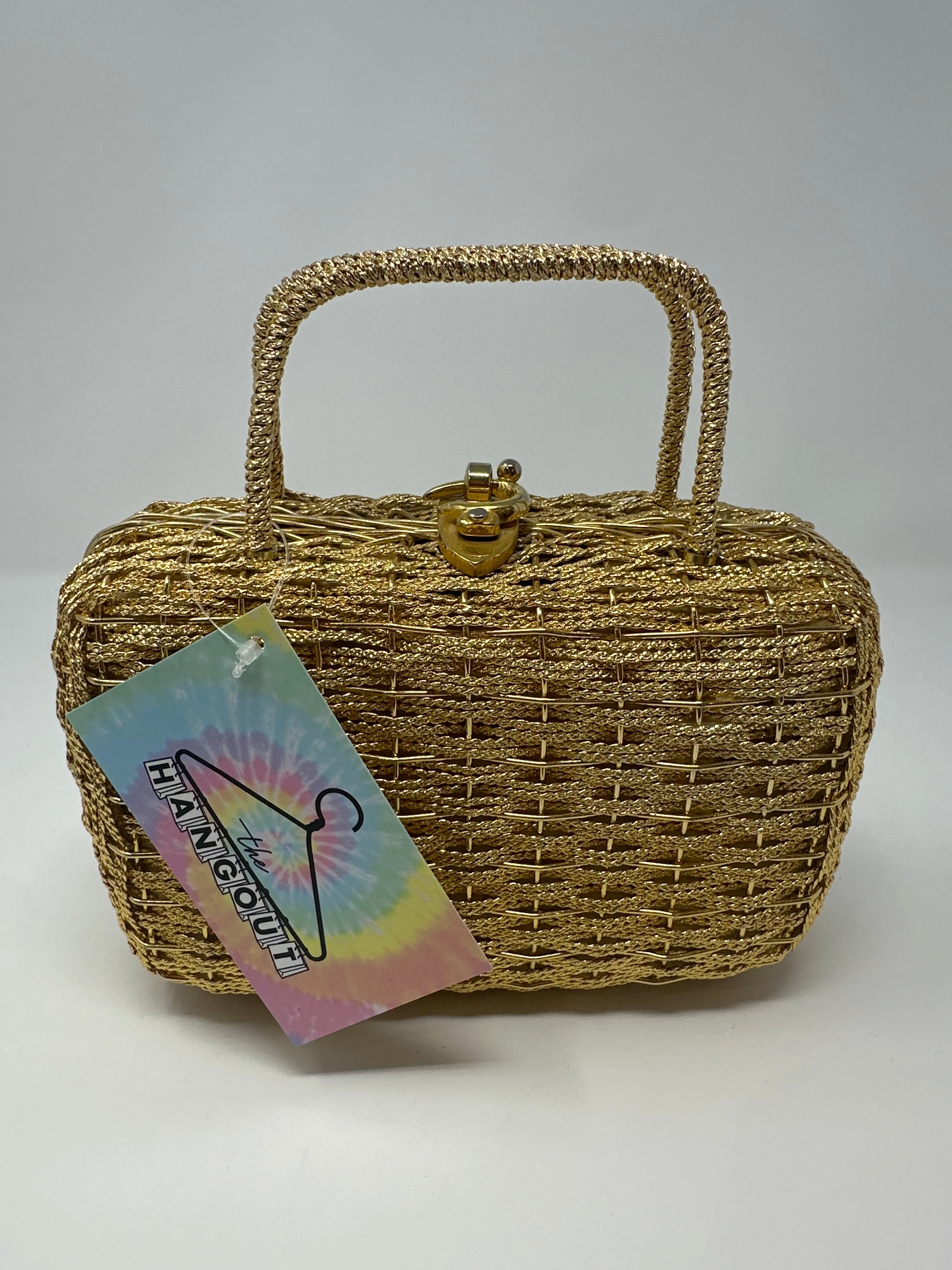 KORET Gold Woven Metal Weave Top Handle Bag