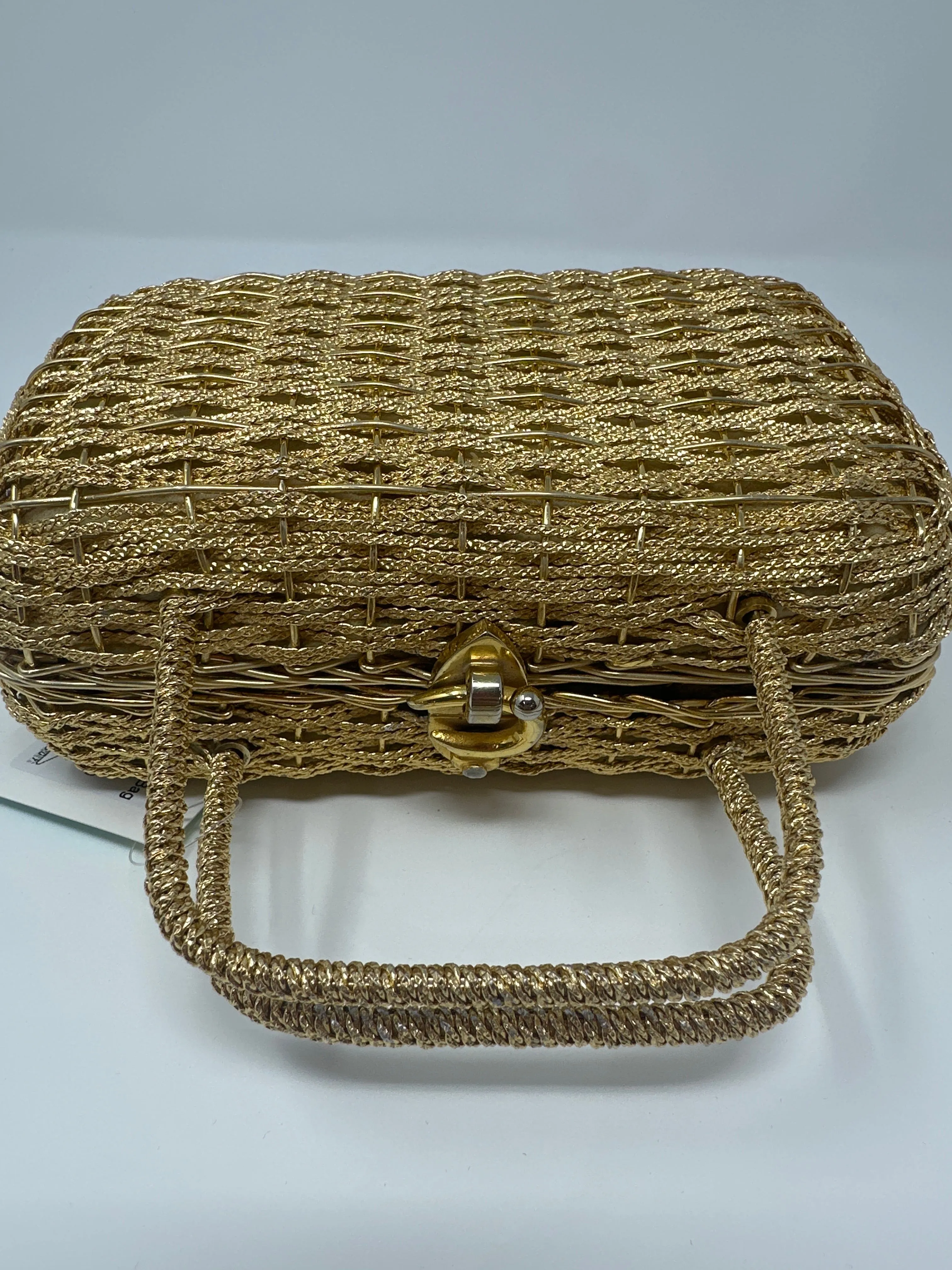 KORET Gold Woven Metal Weave Top Handle Bag
