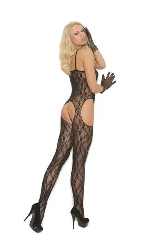 Lace Suspender Body Stocking - One Size - Black