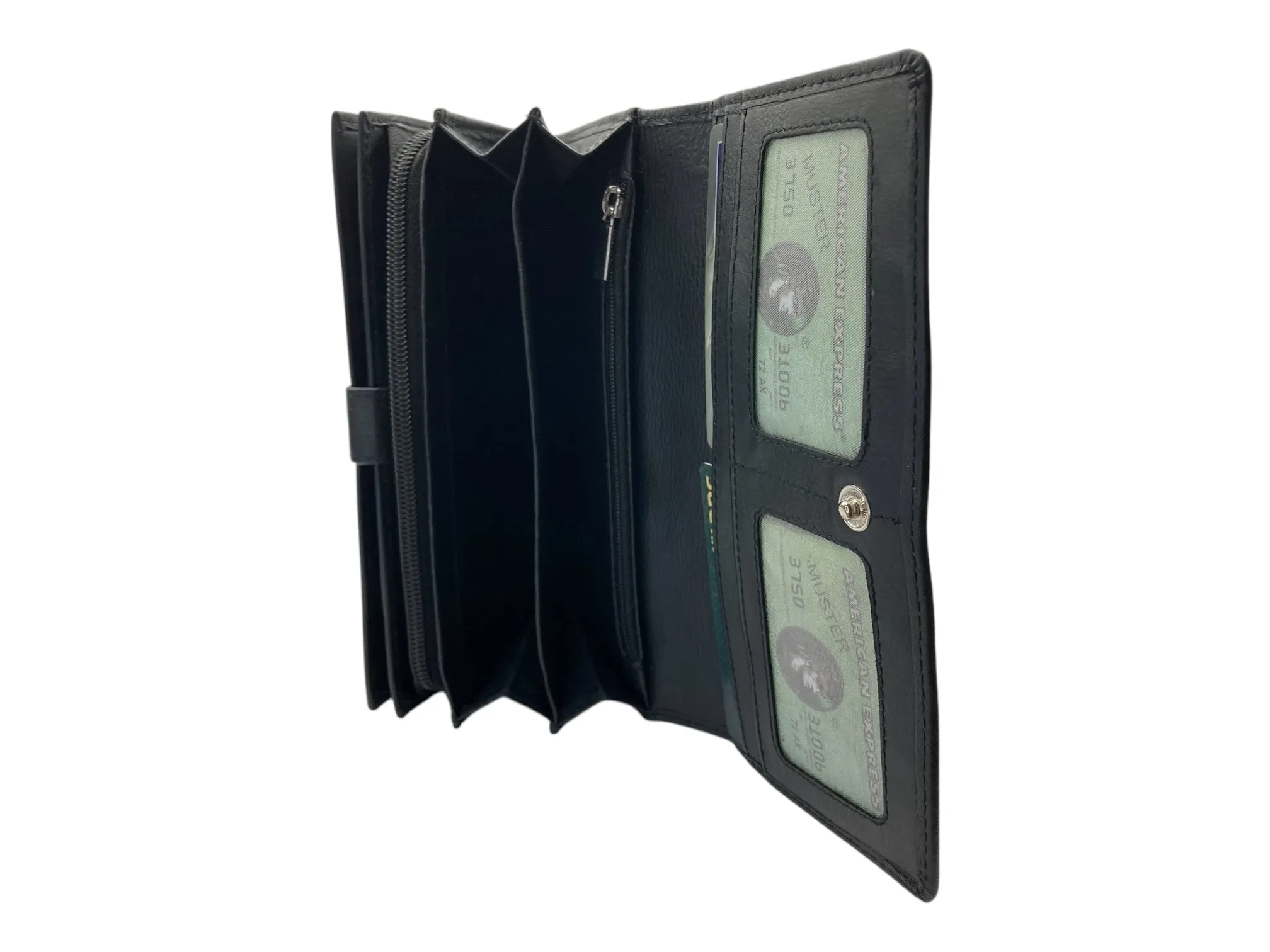 Ladies Clutch, Full Grain  multipurpose Leather wallet  # 1252B[LOGO]