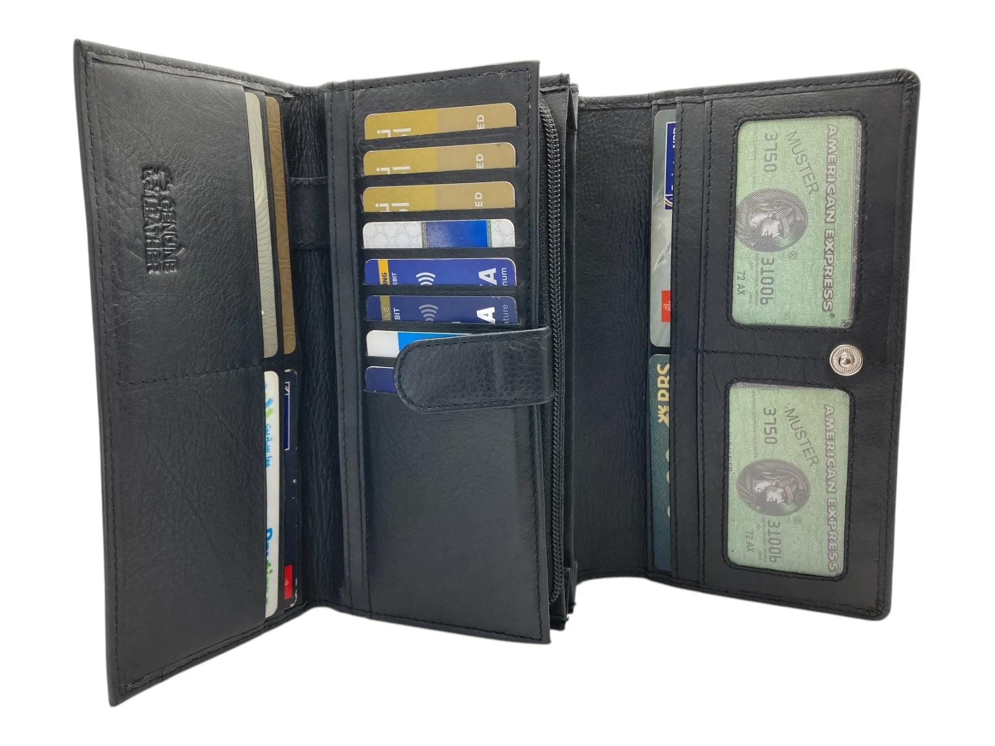 Ladies Clutch, Full Grain  multipurpose Leather wallet  # 1252B[LOGO]