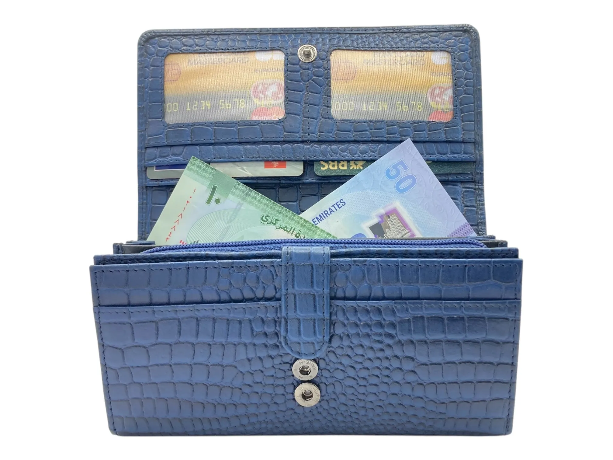 Ladies Clutch, Full Grain  multipurpose Leather wallet  # 1252B[LOGO]