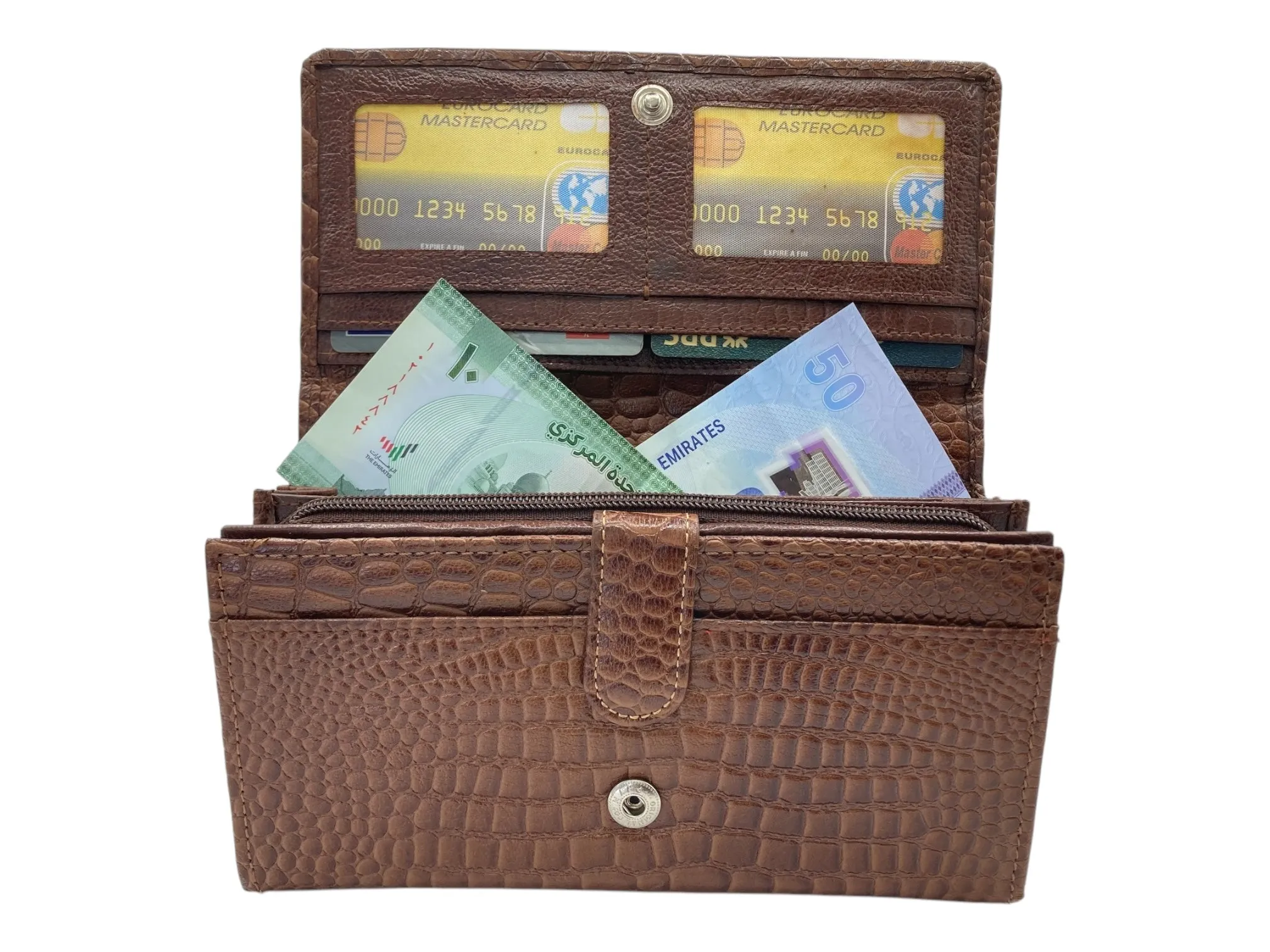 Ladies Clutch, Full Grain  multipurpose Leather wallet  # 1252B[LOGO]