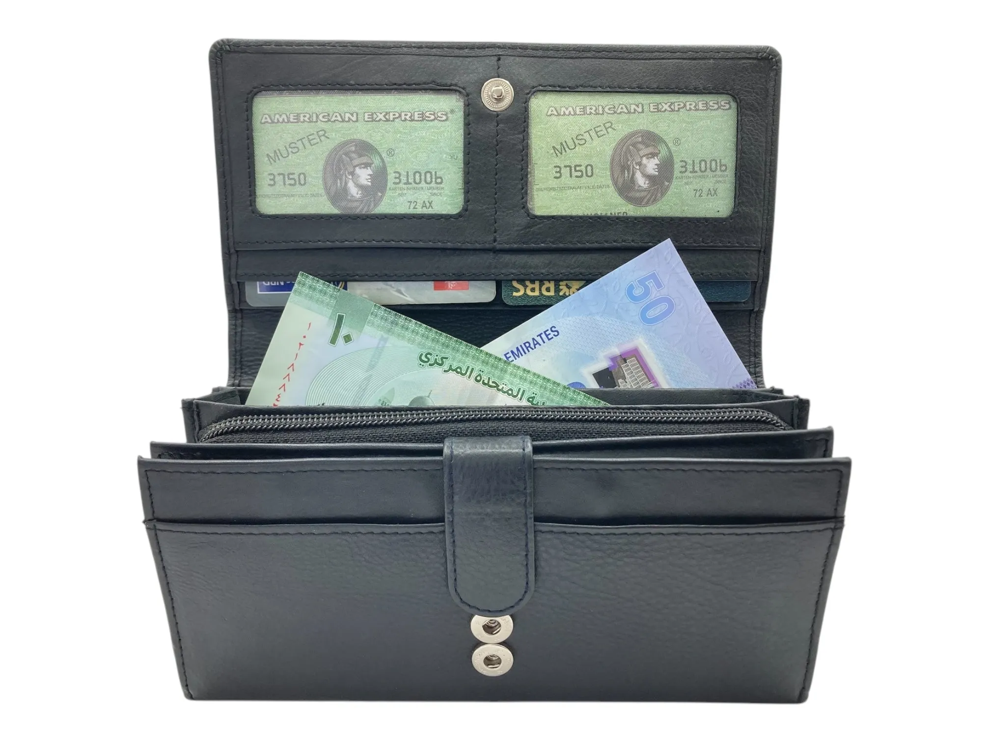 Ladies Clutch, Full Grain  multipurpose Leather wallet  # 1252B[LOGO]
