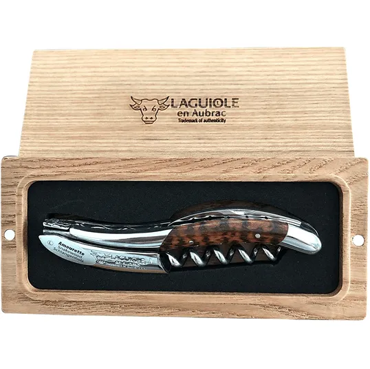 Laguiole en Aubrac Sommelier DeLuxe No 6 Waiter's Corkscrew with Amourette Snakewood Handle