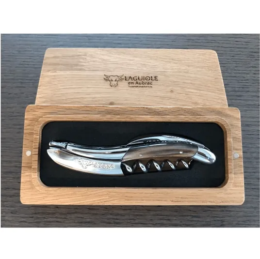 Laguiole en Aubrac Sommelier DeLuxe No 9 Waiter's Corkscrew with Solid Horn Handle
