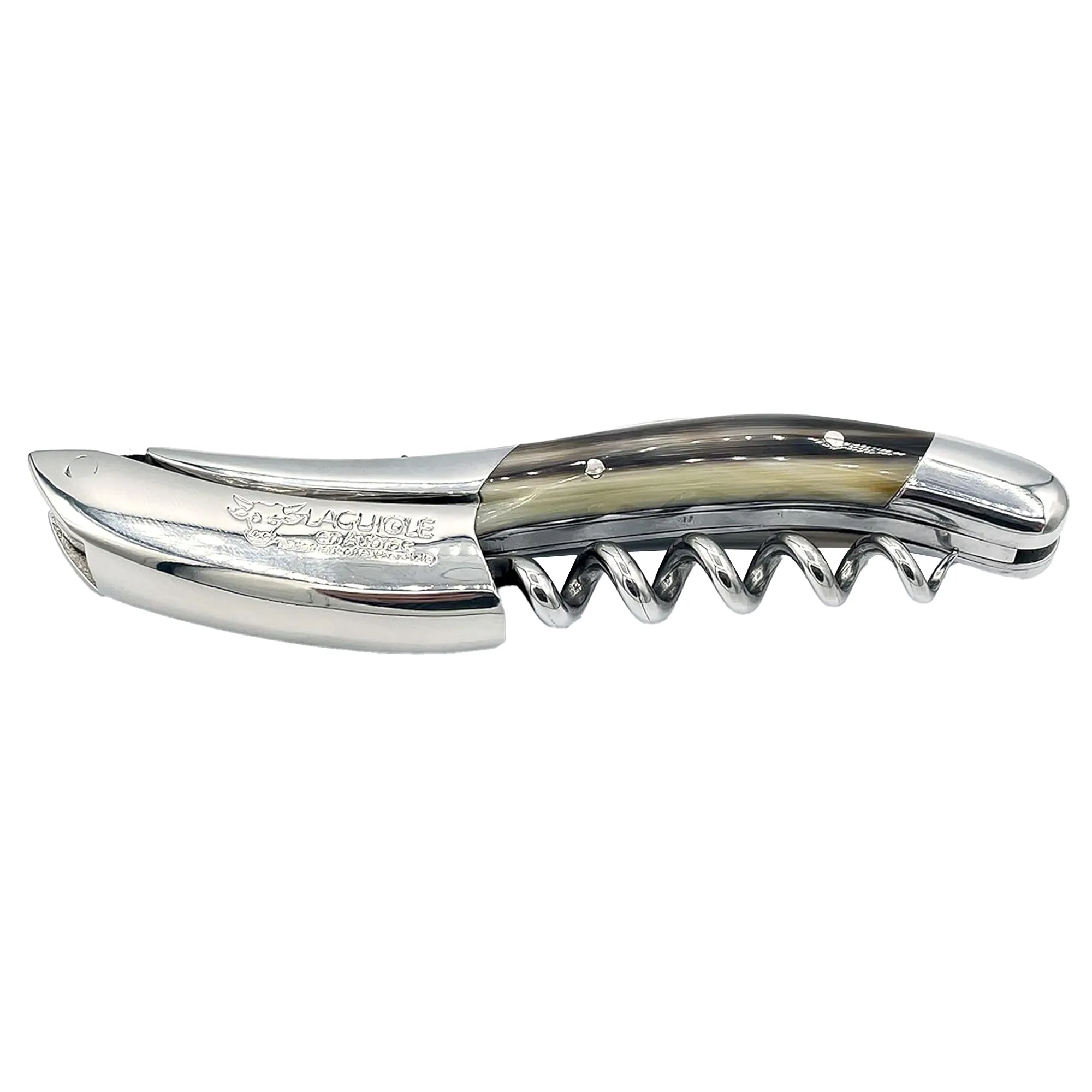 Laguiole en Aubrac Sommelier DeLuxe No 9 Waiter's Corkscrew with Solid Horn Handle