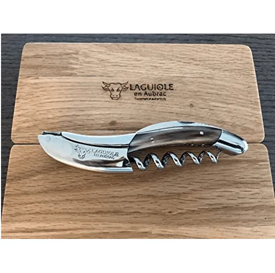 Laguiole en Aubrac Sommelier DeLuxe No 9 Waiter's Corkscrew with Solid Horn Handle