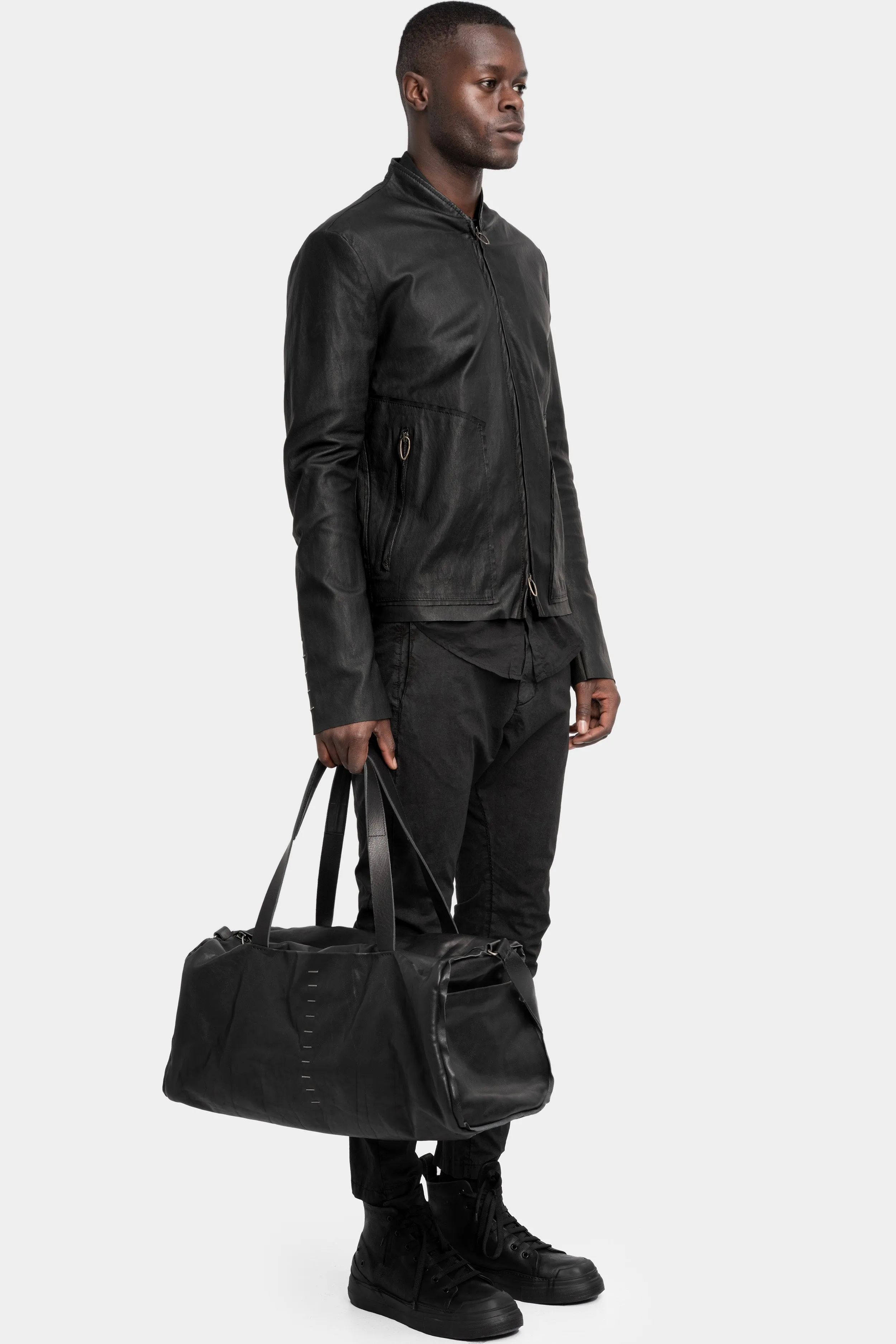 Large leather duffel bag